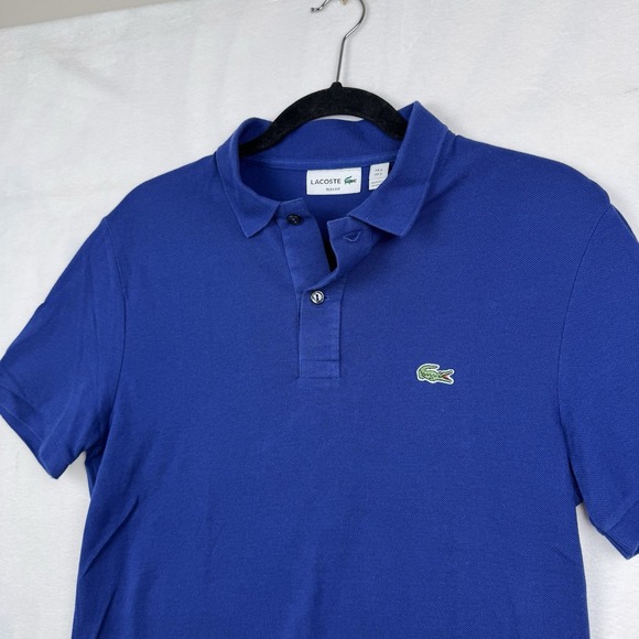 Lacoste Men's Classic Pique Slim Fit Short Sleeve Polo Shirt- Steamship Blue S - Picture 3 of 10